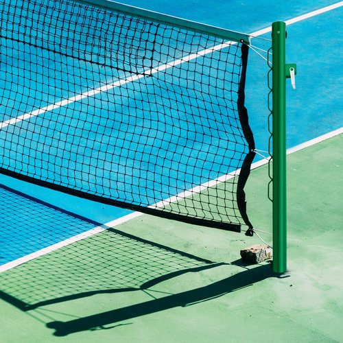 Otoolling Round Tennis Posts with Net Crank Outdoor Heavy Duty Professional Green Tennis Permanent Court Kit for Net Quick Fixation System Equipped with a Cable Reel