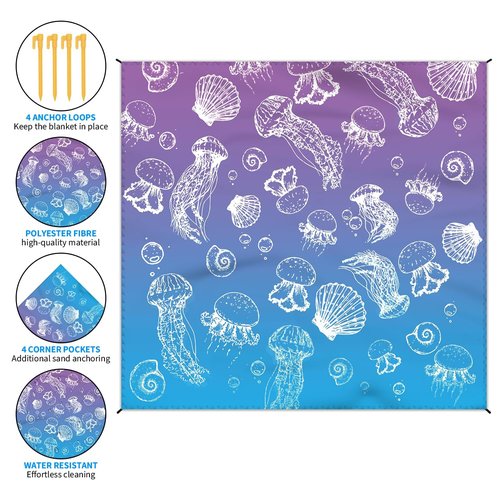 DPWCVM Beach Blanket Waterproof Sandproof Large Beach Mat 79" X 83" for 2-4 Adults Sand Free Mat Quick Drying,Durable with 4 Stakes & 4 Corner Pockets for Beach Travel Camping Hiking.(Purple)