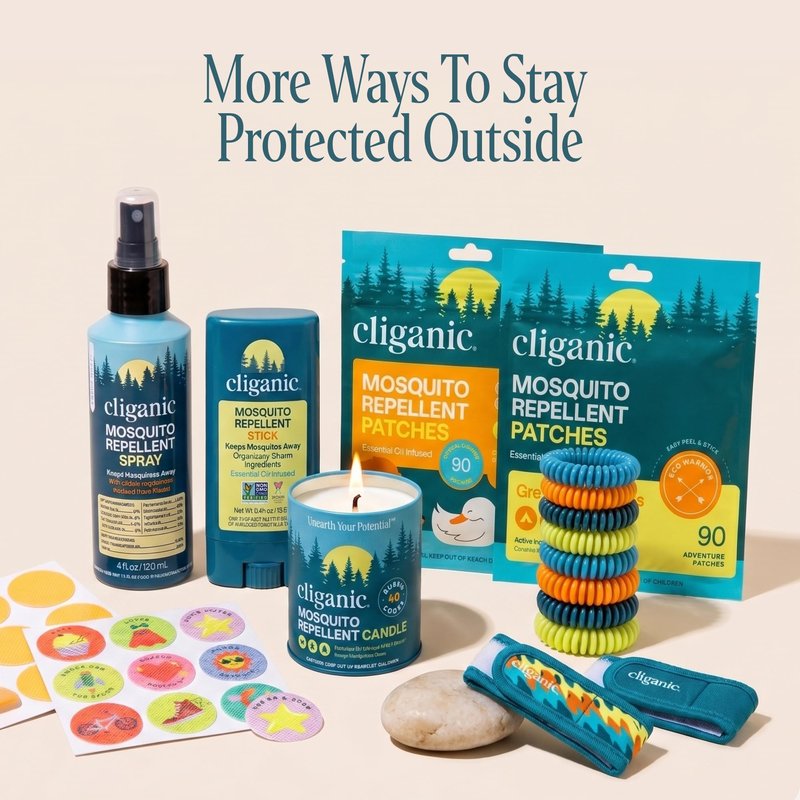 Cliganic Mosquito Repellent Bracelet Stickers Pack for Kids & Adults Multi Color, Natural DEET-Free, Essential Oil Infused 20 Bands with 30 Patches, Citronella Scent