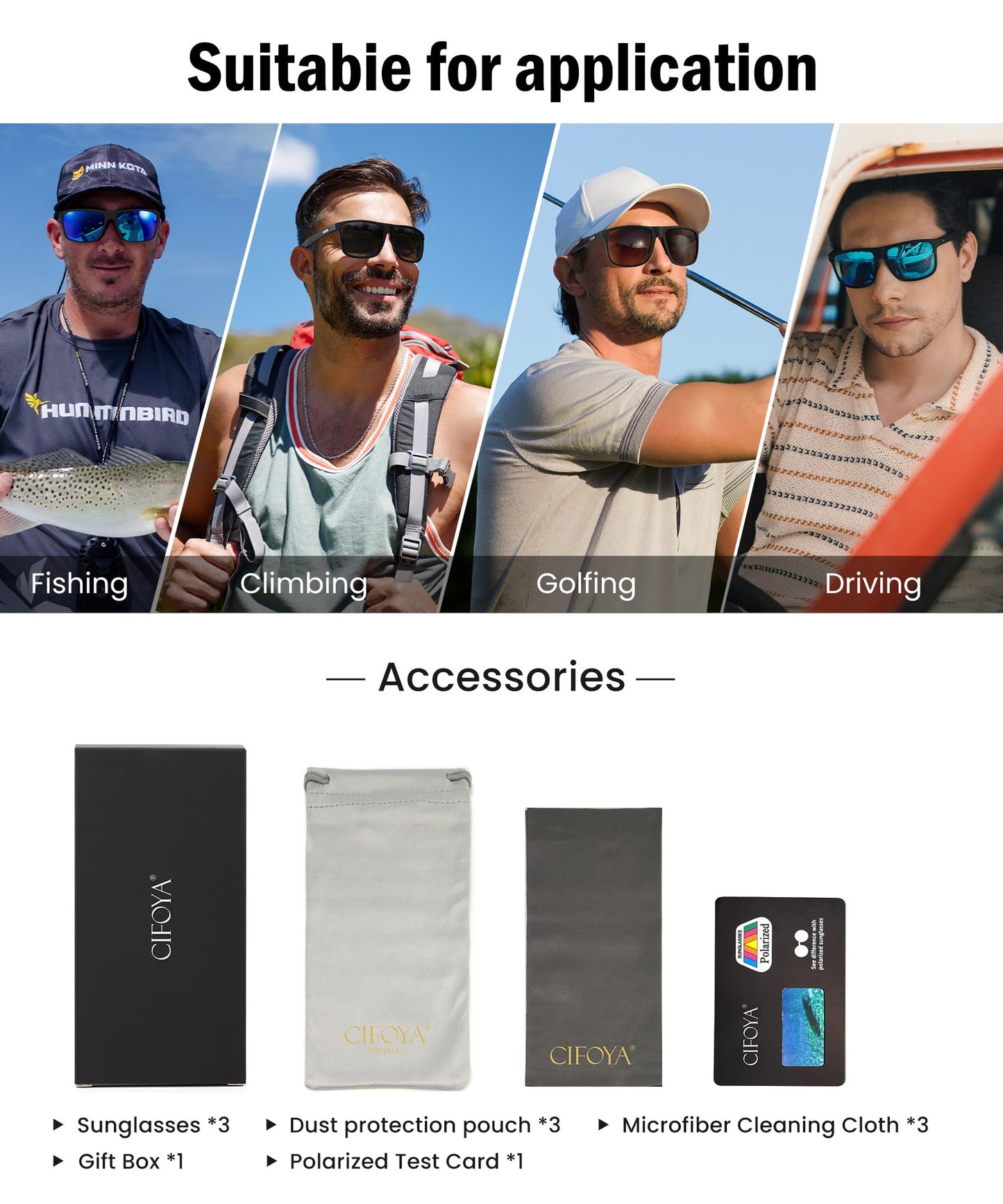 CIFOYA Sunglasses-Men Polarized Mens Sunglasses: Classic Women Sun Glasses UV Protection for Fishing Driving Golf