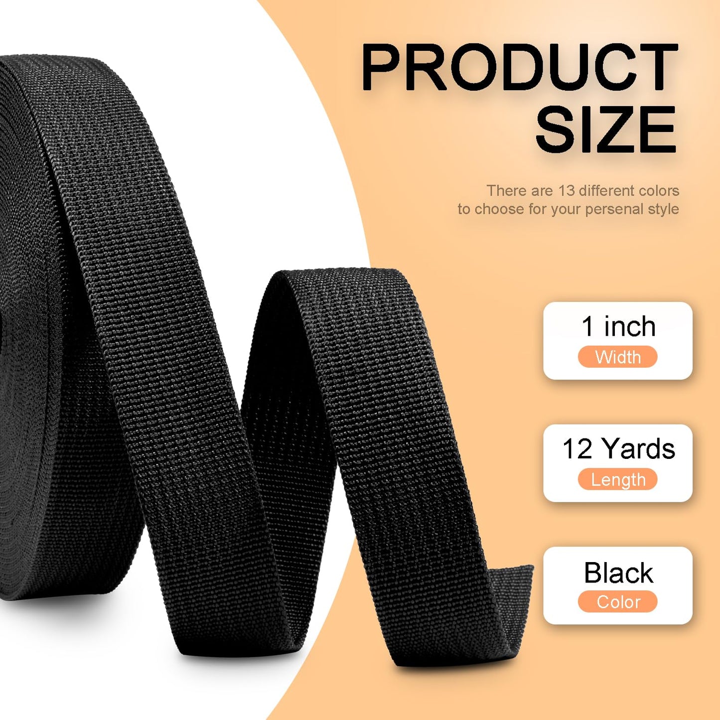 12 Yards Webbing 1 Inch Wide Polypropylene Webbing Strap 1" Webbing Strapping for Bags/Lawn Chair/Pool Solar Cover DIY Crafting