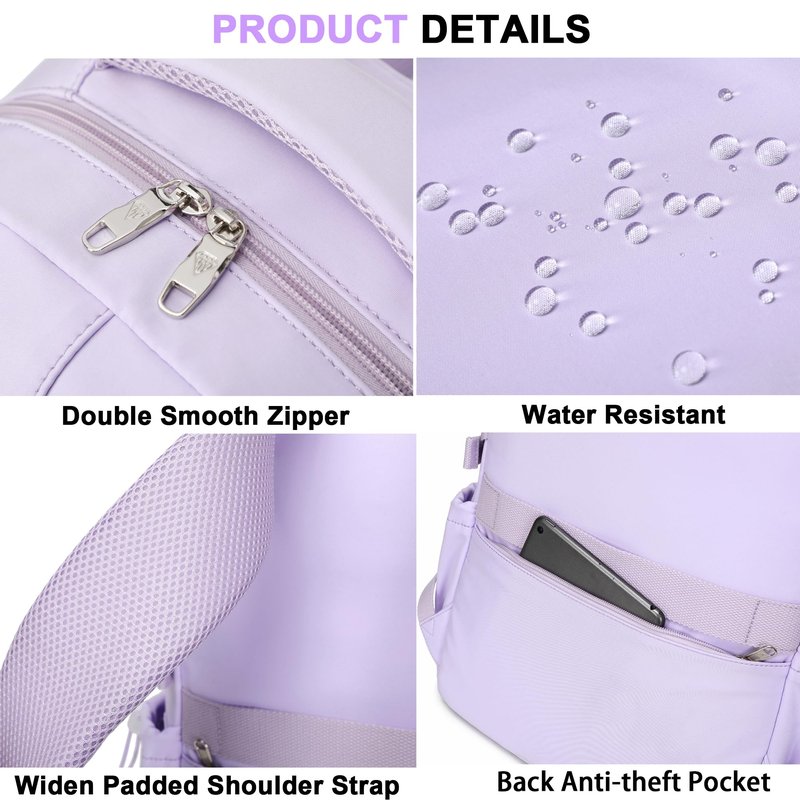 YOJOY Laptop Backpack 15.6 Inch College Backpacks for Women, School Backpack for Girls,Students Aesthetic Anti Theft Travel Daypack Large Bookbags Middle High School Back Pack(Purple)