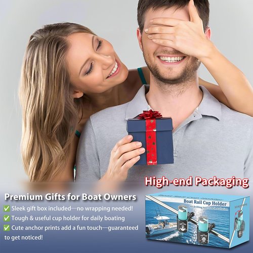 Botepon Marine Boat Rail Cup Holder - Tool-Free Clamp for Bimini Top Rail, Grab Bar & Boat Ladder | Boat Gifts for Men/Women, Boaters Who Have Everything | Pontoon Boat Accessories, PWC & Jet Ski