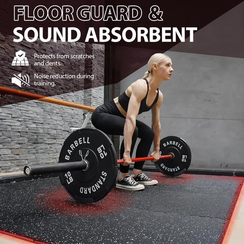 MaxRep 0.56 Inch 12 Pcs 48 Sq Ft Gym Flooring for Home Gym, Exercise Equipment Mats with EVA Foam and Rubber Top, Interlocking Puzzle Rubber Gym Flooring, Protective Flooring Mat