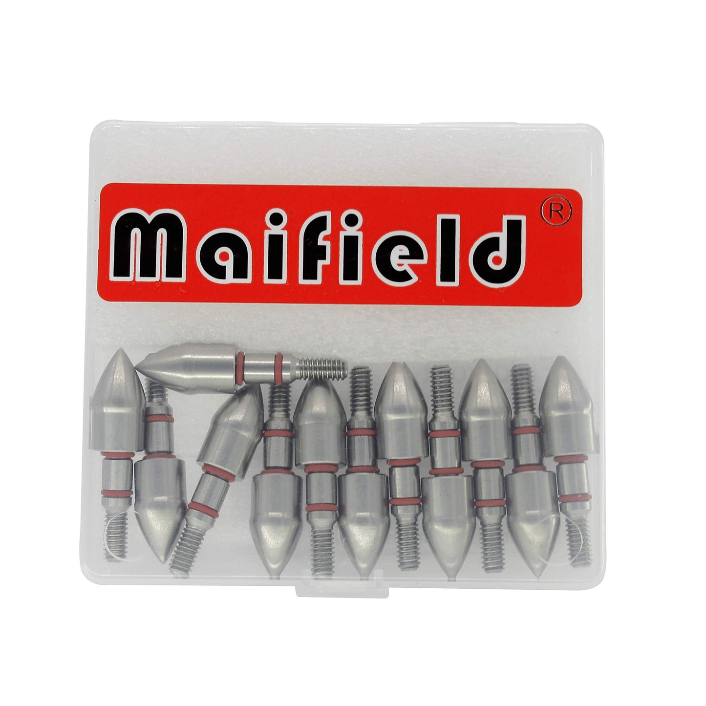 maifield Stainless Steel Archery Field Points, Easy Pull Various OD for 85/100/125/150/175/200/225/250/275/300 Grains,Screw in Archery Field Tips (11/32" Bullet Shape, 125 Grain, 125 Grain)