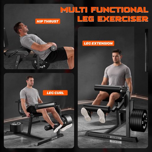 GOIMU Leg Extension and Curl Machine, 4 in 1 Lower Body Workout Machine, Adjustable Leg Curl Machine with Plate Loaded, Leg Extension Machine with Exercise Bench Z2-Upgrade(Black)