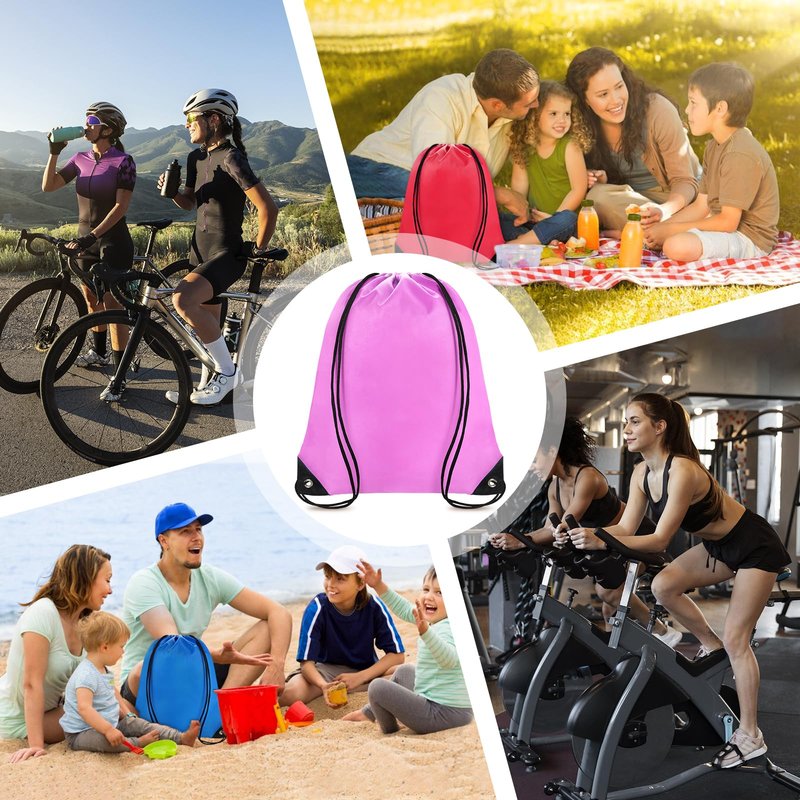 Grneric Drawstring Backpack Bulk 42 Pcs String Backpack Drawstring Bags Cinch Bag Sackpack for Men Women Gym (Pink)
