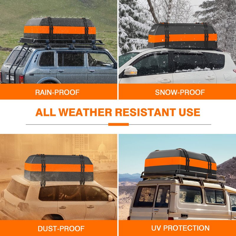APTY Car Rooftop Cargo Bag Carrier, 16 Cubic Feet Soft Roof Top Luggage Bag for All Vechicles with/Without Racks - with Waterproof Zip, Luggage Lock, Anti-Slip Mat, Door Hooks, Storage Bag