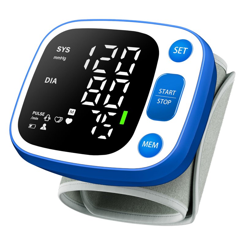 Oklar Blood Pressure Monitors for Home Use Rechargeable Wrist Digital BP Machine Cuff with LED Backlit Display, Voice Broadcast, 240 Memory Storage for 2 Users with Carrying Case, Blue
