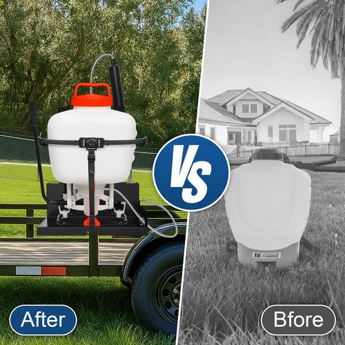 Backpack Sprayer Rack, Adjustable Backpack Sprayer Holder with Upgraded Buckle for Webbing Suitable for Open or Enclosed Trailers, Black