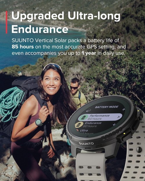 SUUNTO Vertical GPS Sports Watch, Premium Multisports Watch w/1.4 inch Touchscreen & 95+ Training Workout Analysis, Heart Rate & Sleep Tracking, 60-Day Battery Life, Dual-GNSS, Free Offline Maps, Sand