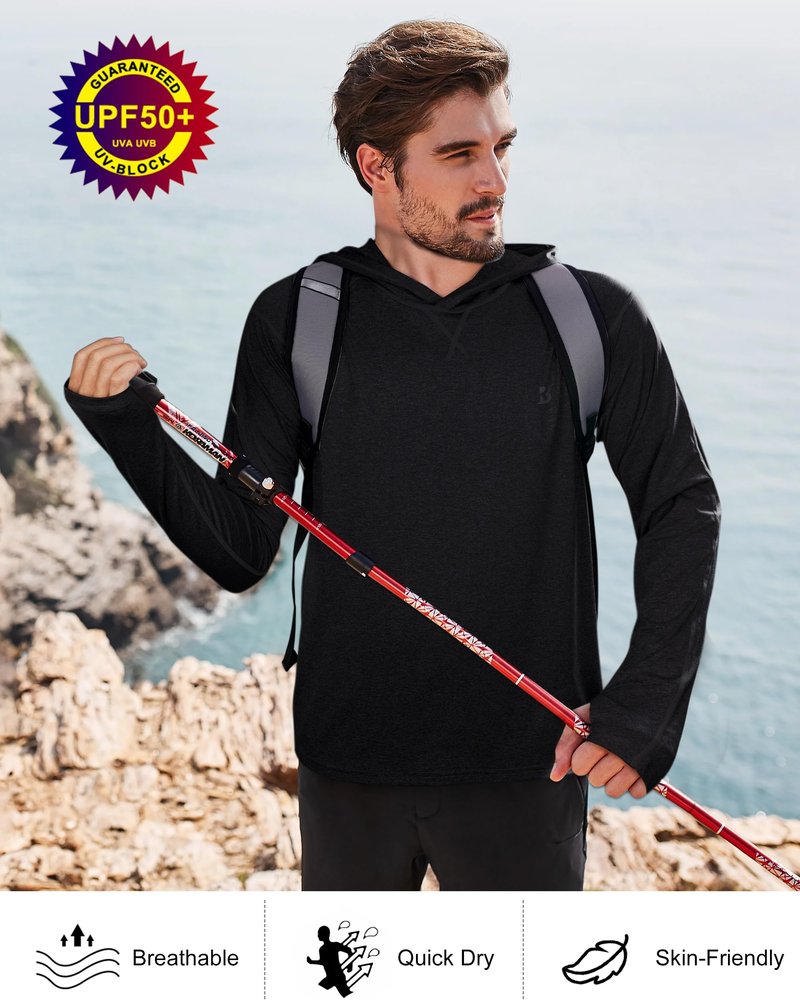Men's Fishing Rash Guard Shirts - SPF 50+ Long Sleeve UV Sun Protection Shirt for Sports Running Hiking Workout Swimming