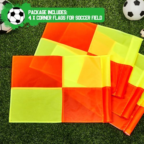 Juexica 4 Pcs Replacement Soccer Corner Flags Referee Flags Portable Big Square Playing Field Corner Banner for Soccer Football Track Volleyball Training Match Accessories (Red, Yellow)