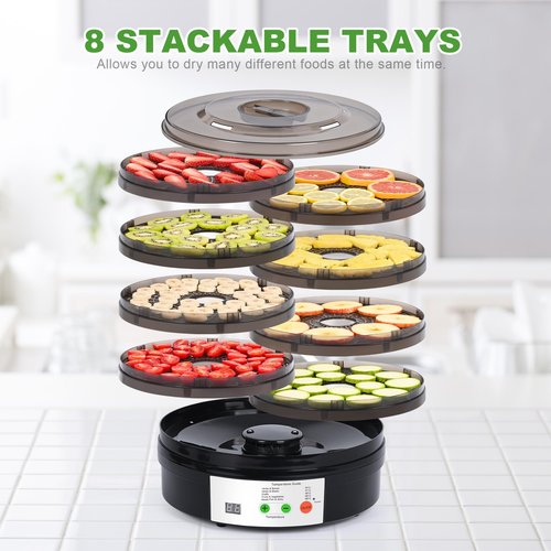 Food Dehydrator Machine, 8 BPA-Free 11.4" Trays Adjustable Temperature Controls Dehydrater for Jerky, Herbs, Fruit, Veggies, Dried Snacks