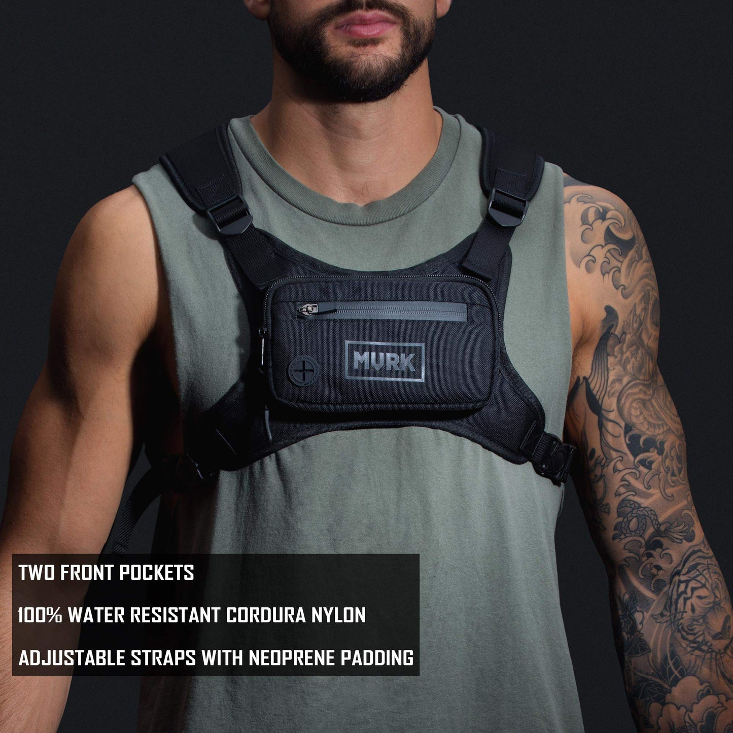 MVRK Water Resistant Running Vest Chest Pack, Phone Holder for Running, Lightweight Training Pack with Extra Storage & Reflective Detail