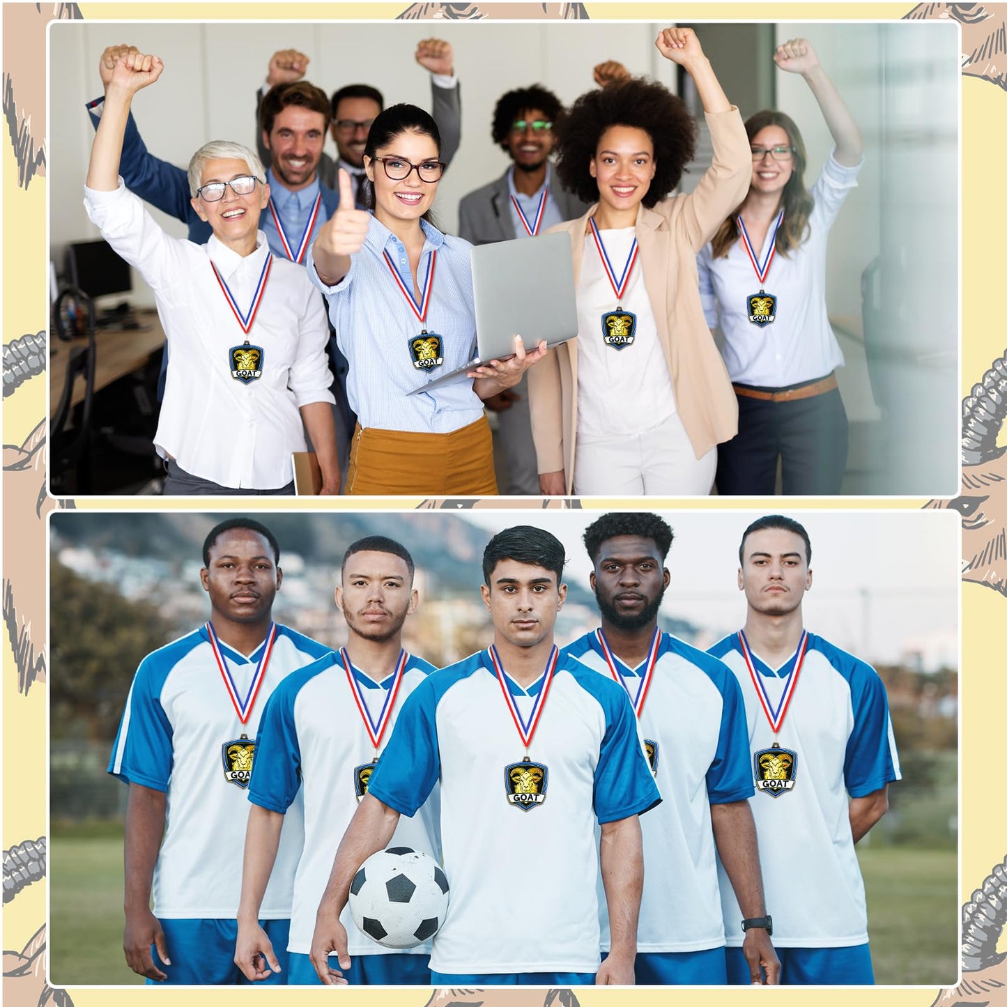 Trnayi 20 Pcs 10/20 /30/40 Pcs Award Medals Bulk Sports Medals with Neck Ribbons 2.4 Inch Winner Award Trophy Prize Gift for Sports Themed Party Favors Tournaments Match (Goat)