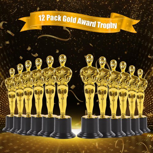 LOKIPA 12 Pack Gold Award Trophy, 6 Inch Oscar Trophies Award Statues Gold Award Statues for School Award, Game Prize, Party Prize and Appreciation Gift