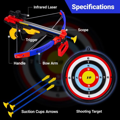 Contixo BA3 Crossbow and Arrow Archery Toy Set with Infrared, Kids Outdoor Shooting Sport Game Toys with 3 Suction Cups Arrows & 1 Target, Safe Fun Suit for Kids Boys Girls Age 3 and Up