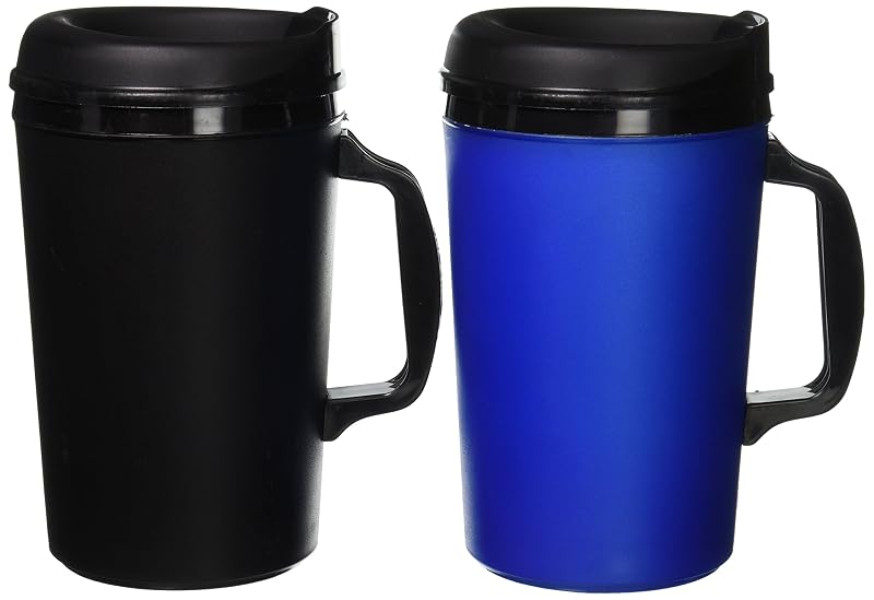 ThermoServ 34 oz Foam-Insulated Mugs (Set of 2) Blue & Black