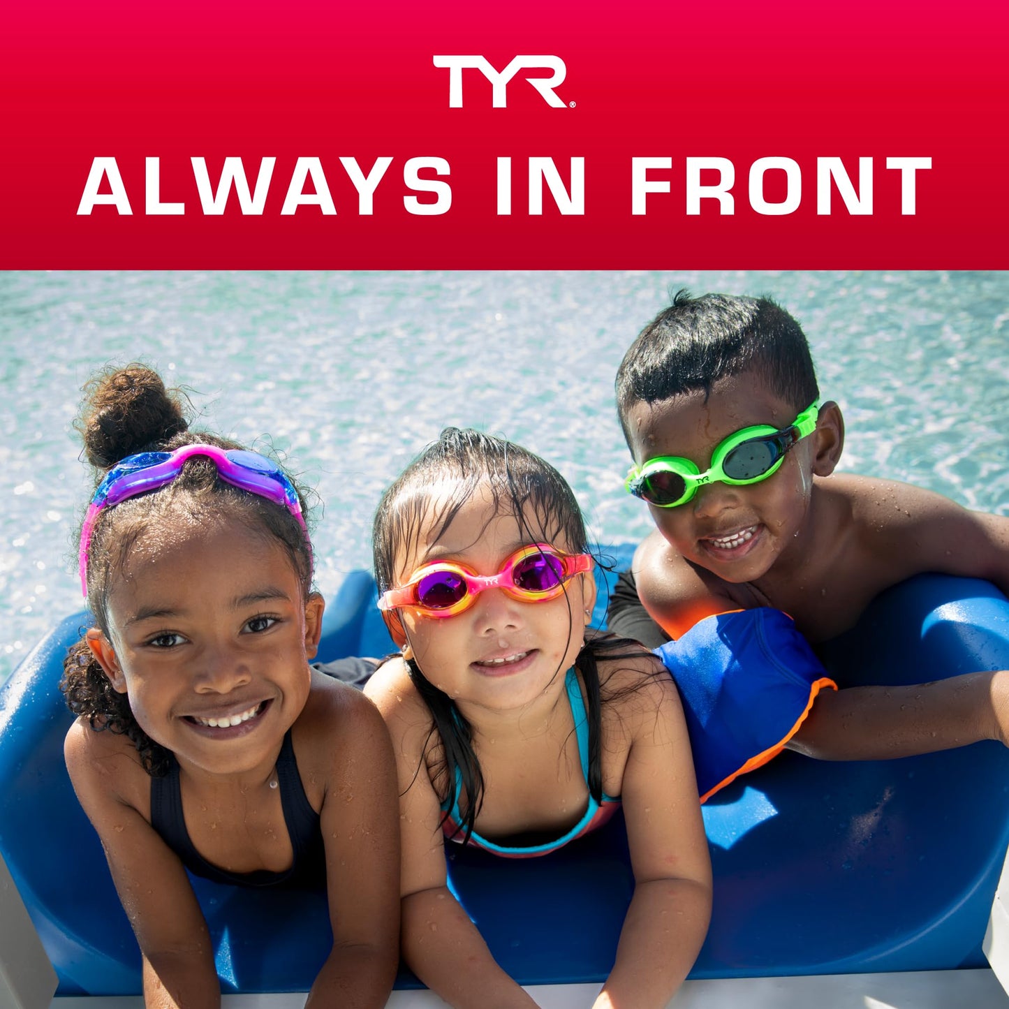 TYR Kids' Swimple Goggles - Colorful Swim Goggles for Beginners, Green/Orange