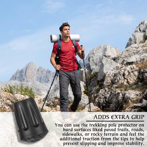 cobee 8 Pcs Trekking Pole Tips Replacement Protectors, Walking Stick Tips Rubber Cane Tips, Ski Tip Protector Accessories Fits Most Standard Hiking, Trekking, Walking Poles