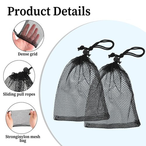 Styquenzer 6 PCS Small Mesh Bags Drawstring, 6 X 4 Inch Black Small Mesh Bag, Mini Nylon Net Bags, Portable Nylon Storage Bag for Travel Candy Cosmetics