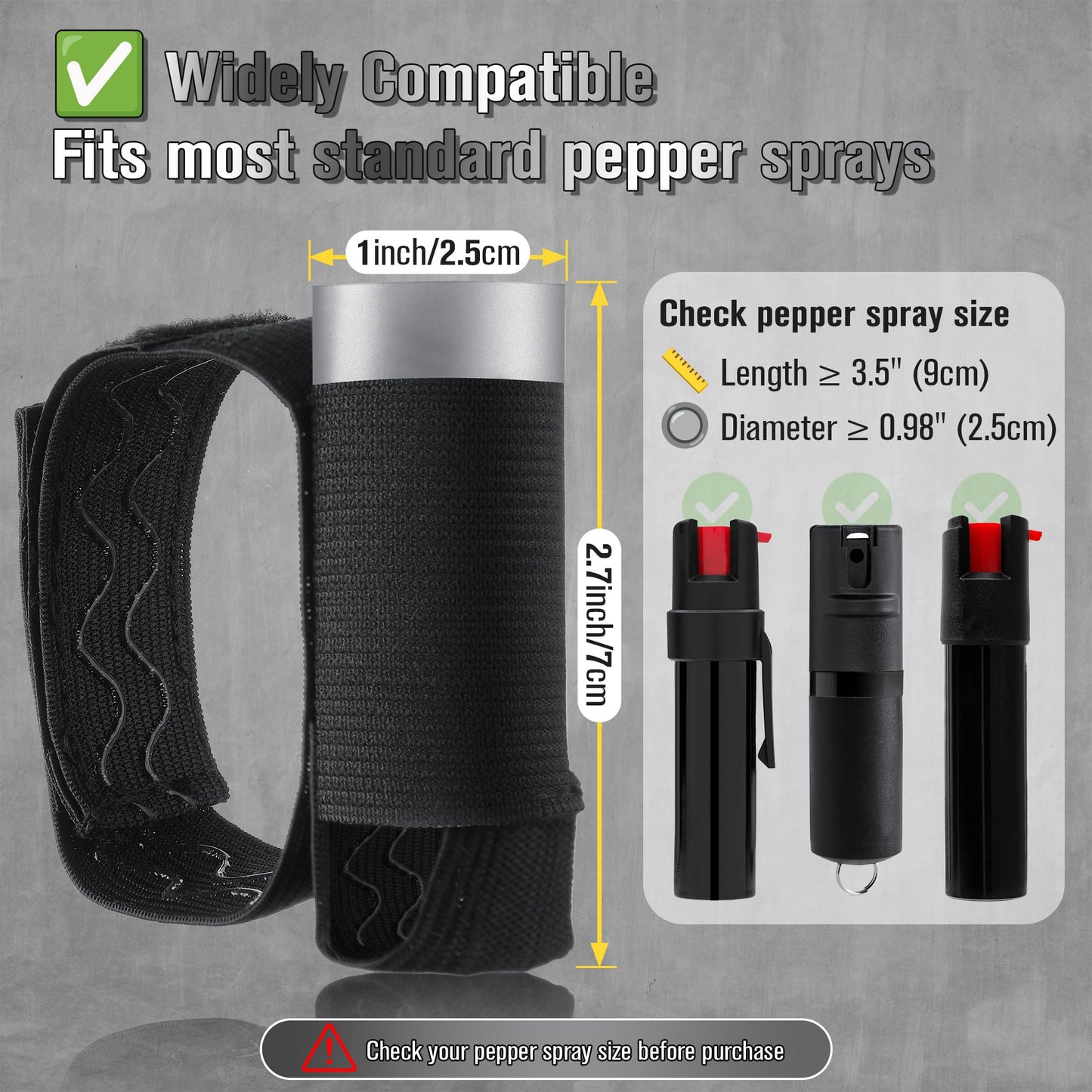 2 PCS Pepper Spray Hand Strap Holder-No Mister-Adjustable Reflective Runner Strap Fits Most Pepper Sprays 3. 5 up, Self Defense Gel Holder Stretch Ambidextrous Design for Run Jog Walk Night Safety