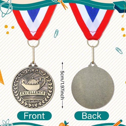 Quelay 30 Pcs 2'' Award Medals Bulk Gold Winner Medals with Neck Ribbons Metal Trophy Award Prize Gift for Tournaments, Competitions, Party, Kids and Adults(30 Pcs, Academic Excellence)