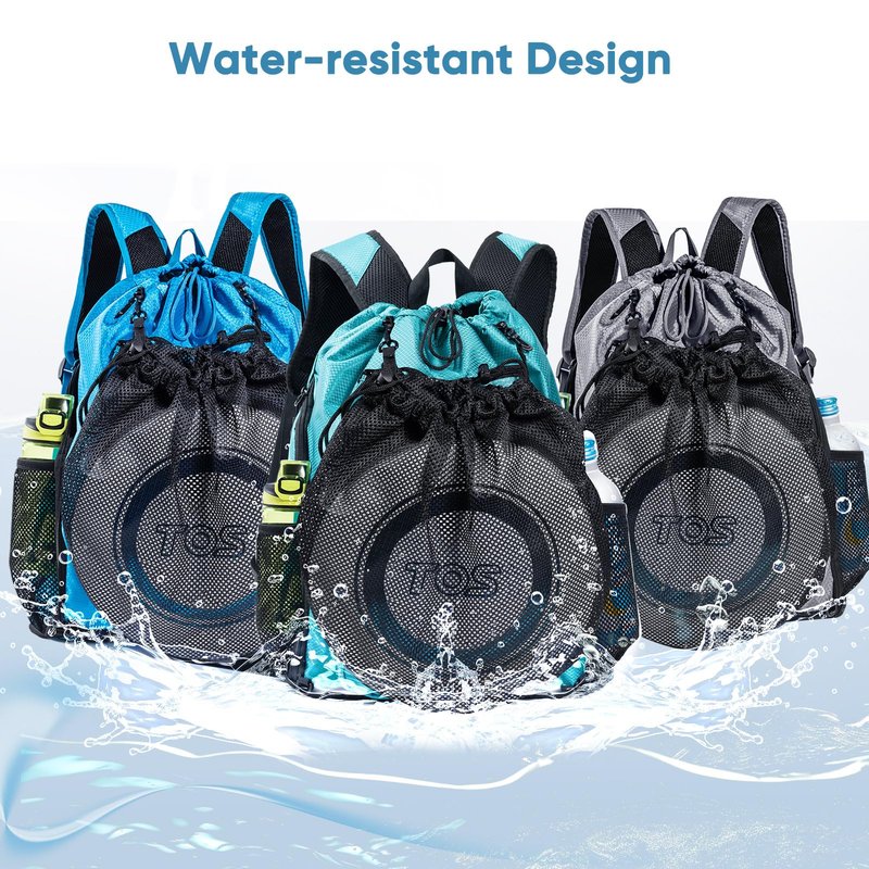 VIGEGARI Large Beach Backpack Waterproof Sandproof - Customized Oversized Drawstring Pool Bag with Shoe Compartment for Toiletries, Towels, Gym, Travel