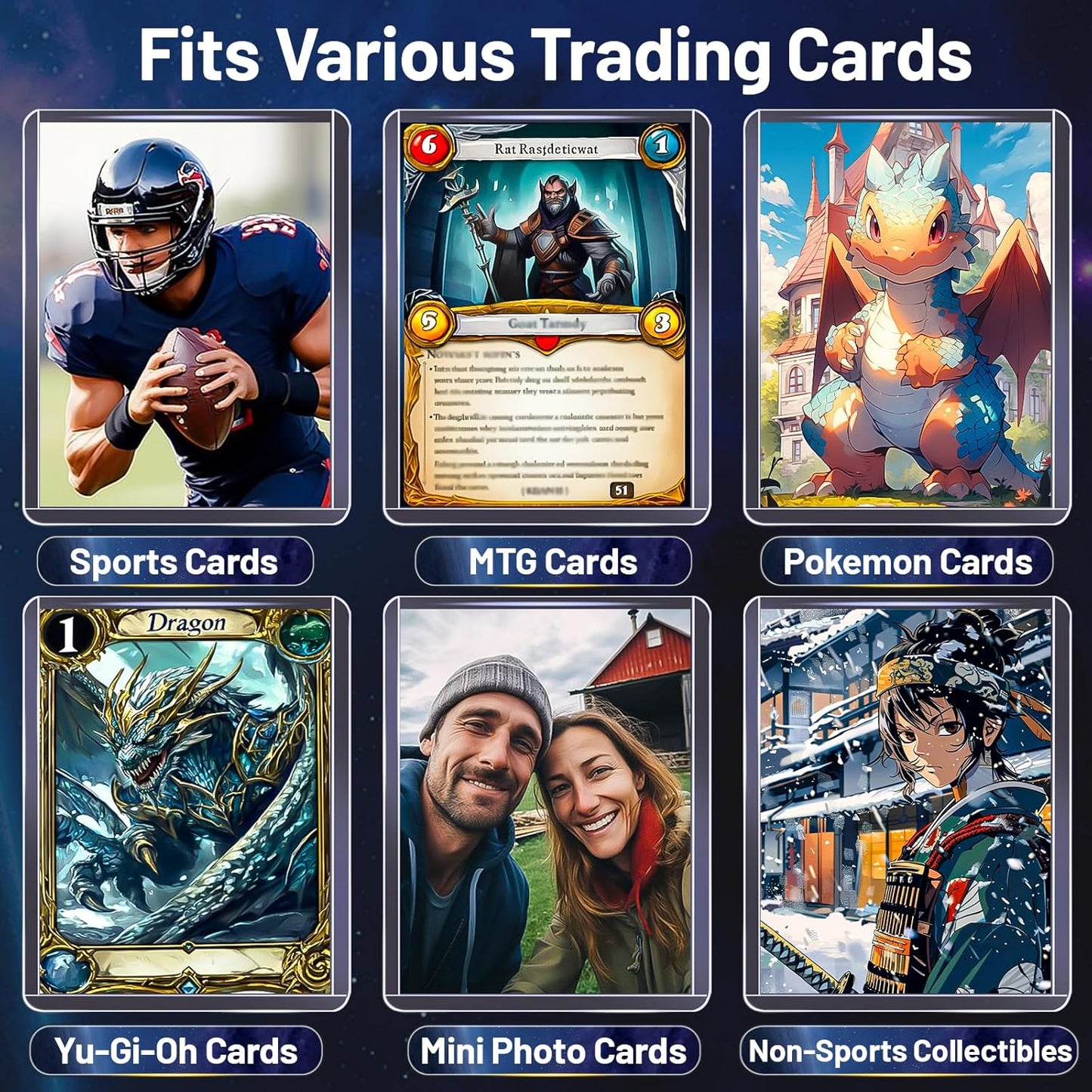 200 Toploads for Cards & Penny Sleeves 35PT Hard Plastic Card Holders 3x4 Baseball Card Protectors for TCG Sports Football Collectible Cards