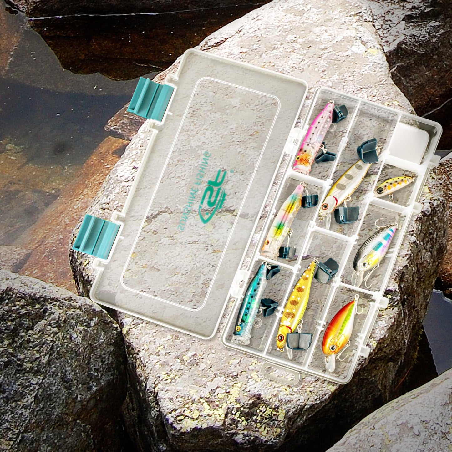 SF Tackle Box 3500 Plastic Tackle Trays Fishing Tackle Box Storage Organizer with Removable Dividers Lure Boxes Terminal Tackle Storage