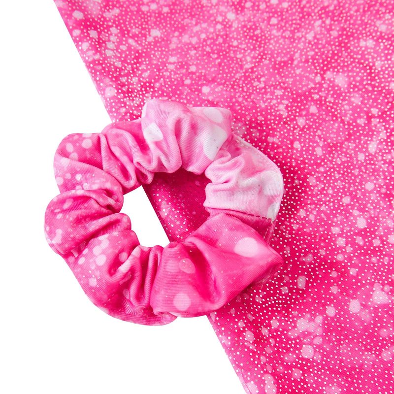 Vogseek 4 5 Years Girls Gymnastics Leotards with Hair Scrunchie Pink Sparkle Dots Active Biketards with Cover Shorts Girl's Cute Classic Ballet Unitards Sets,Pink Shiny