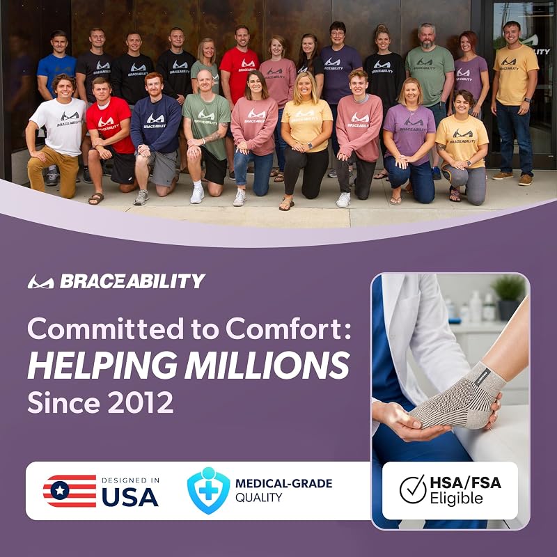 BraceAbility Ankle Compression Sleeve for Peroneal Tendonitis & Plantar Fasciitis – Gray, L/XL