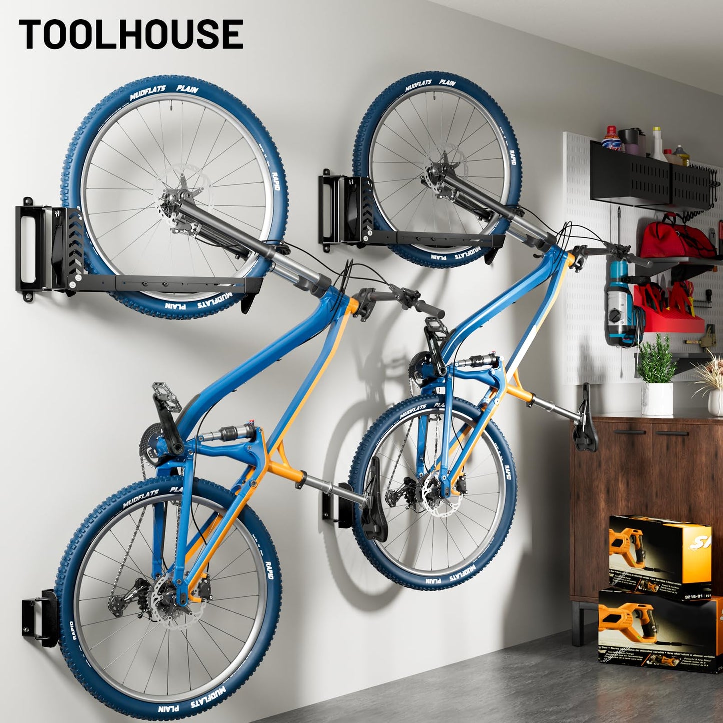 2-Pack Swivel Bike Rack Wall Mount, Bike Hangers for Garage, Space-Saving Vertical Bike Holder, Holds up to 77 lbs, Bicycle Wall Hanger Storage, No Heavy Lifting Required Indoor Hanging Bike Rack