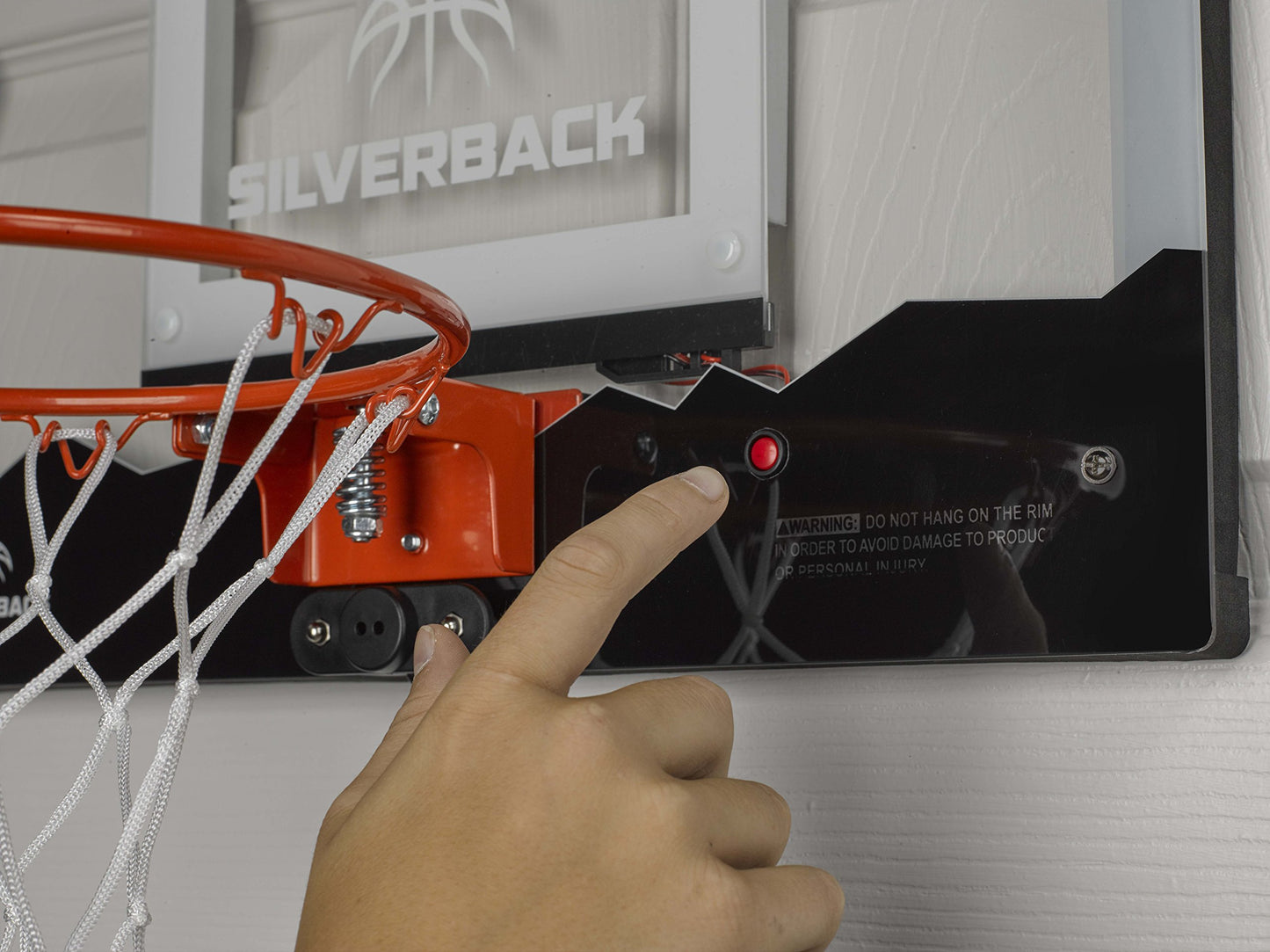 Silverback 23" LED Light-Up Over the Door Mini Basketball Hoop Includes Mini Basketball and Air Pump , Black