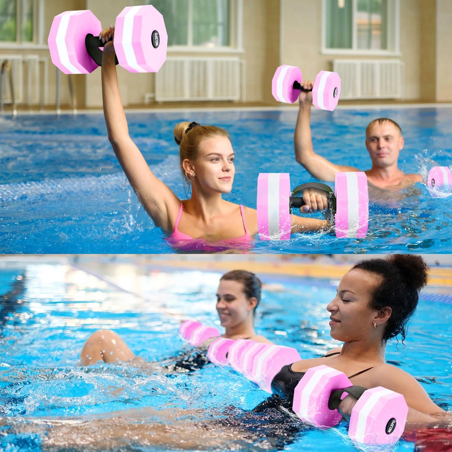1 Pair EVA Foam Water Dumbbells for Pool Exercise, Water Weights Aquatic Exercise Dumbbells, Aquatic Fitness Weights, Enhance Your Fitness Journey with Water Aerobics Equipment and Pool Weights(Pink)