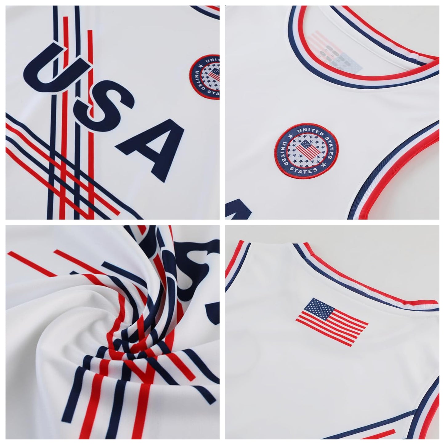 shanovelle USA American Flag Kids Boys Basketball Jersey Tracksuit Sleeveless Tank Top and Mesh Shorts Set (AGE 10-12, White)