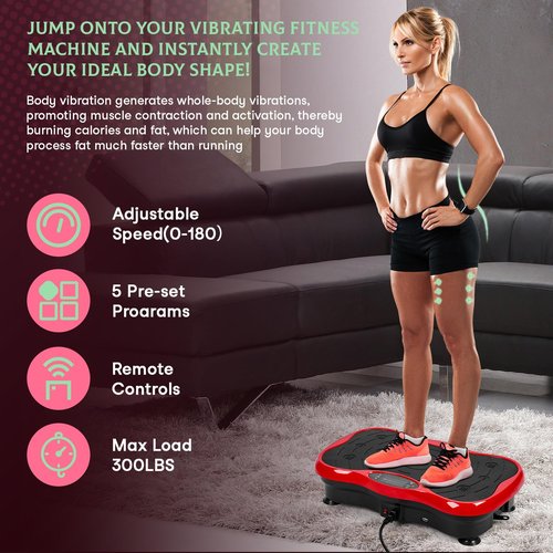 Vibration Plate Exercise Machine, Mini Vibrating Platform, Platform Exercise Machine with Resistant Band, Home Training Equipment for Lymphatic Drainage, Burn Calories, Helps Alleviate Back