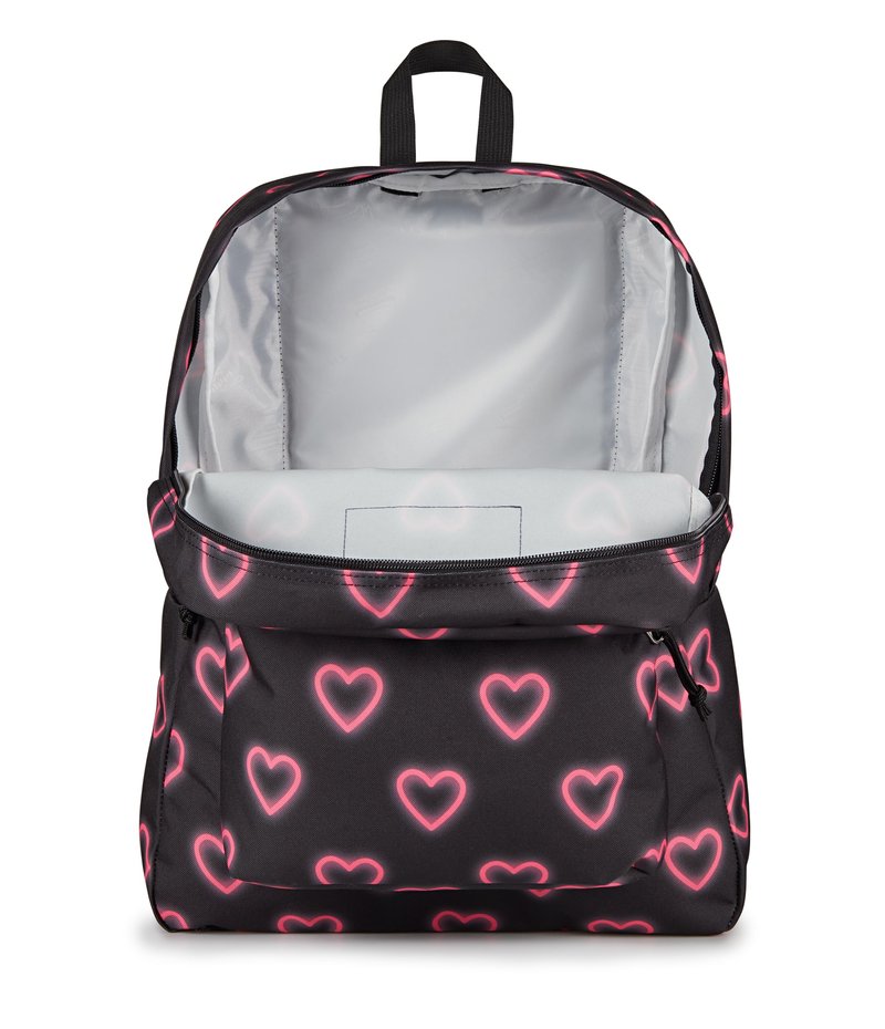 JanSport SuperBreak One Backpacks - Durable, Lightweight Bag with 1 Main Compartment, Front Utility Pocket with Built-in Organizer - Premium Backpack - Happy Hearts Black