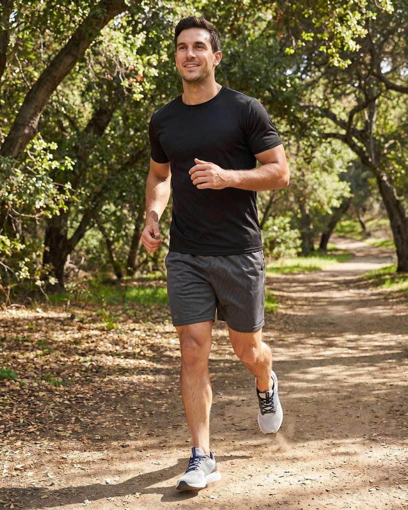 Real Essentials 5 Pack: Men’s Mesh Short Sleeve Crew Neck T-Shirt - Workout Gym Active Athletic Tee (Set 4, Black, Charcoal, Blue, Green, Burgundy - XL - Standard)
