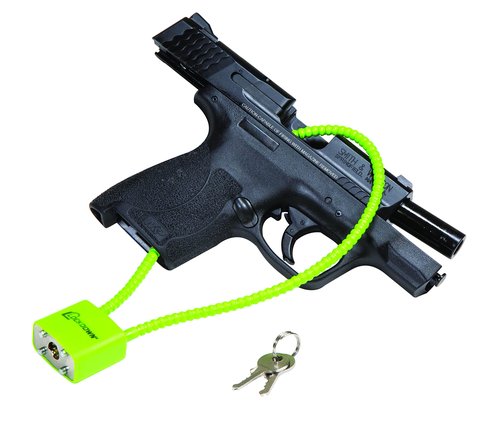 Lockdown 15 Inch Cable Gun Lock with Non-Marring, California DOJ Approved Design and Keyed Padlock for Secured Storage of Rifles, Pistols or Shotguns, Green