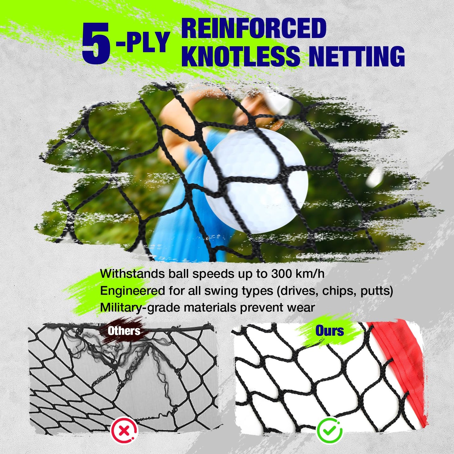 10x7 FT Golf Net with 2-in-1 Replaceable Non-Slip Golf Hitting Mat, Pro-Grade Chipping Golf Practice Net Kit, Net for Golf Driving Nets for Backyard, Indoor & Outdoor Use