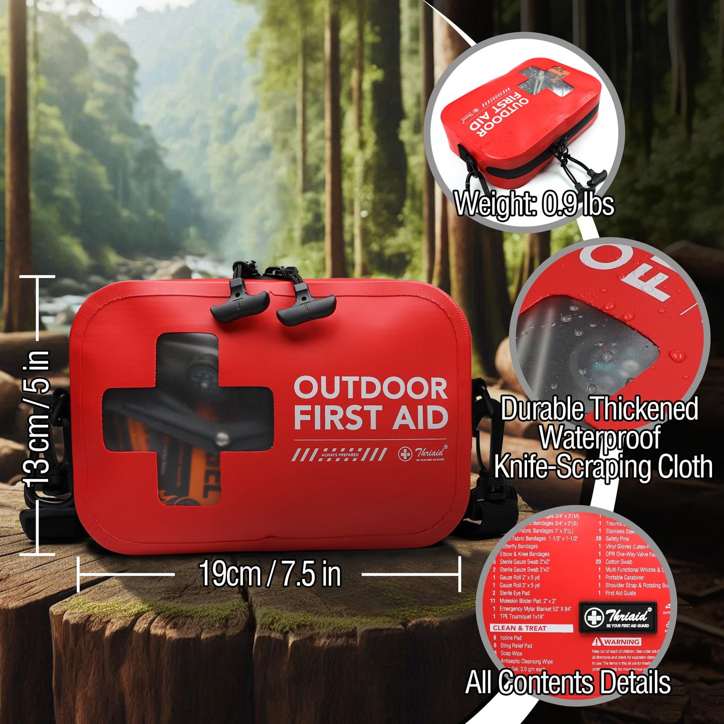 152 PCS Waterproof First Aid Kit, Portable Small Boat Dry Bag Bug Out Bag, Emergency Medical Kit Ideal for Boating, Camping, Fishing, Kayaking, Floating, Red