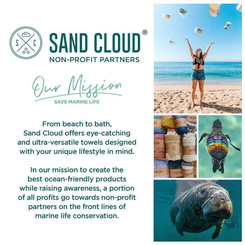Sand Cloud Extra Large Turkish Beach Towel - 100% Organic Cotton Yarn Quick Dry for Beach, Picnic, Blanket or Bath As Seen on Shark Tank Marine Life (Whale XL)