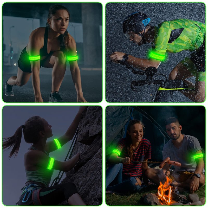Aucuu Light Up Armband LED Slap Safety Armband for Kids Night Walking, LED Luminous Armband Magic Strap for Running, Cycling, Jogging