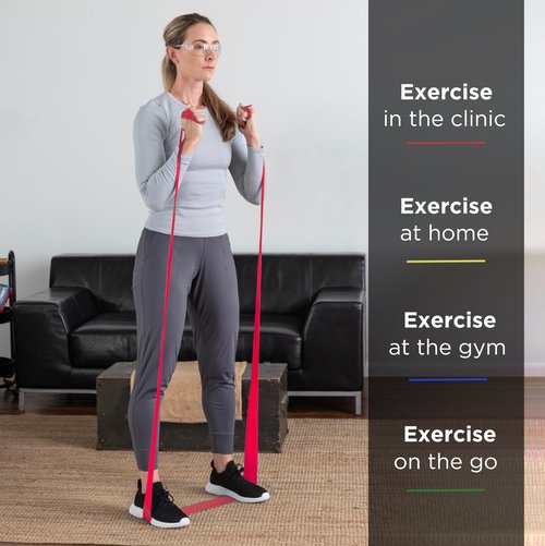 THERABAND Professional Latex Resistance Bands For Rehabilitation, Portable Fitness and Workout, Home Exercise, 5 Foot, Red, Medium, Level 3, Individual Package