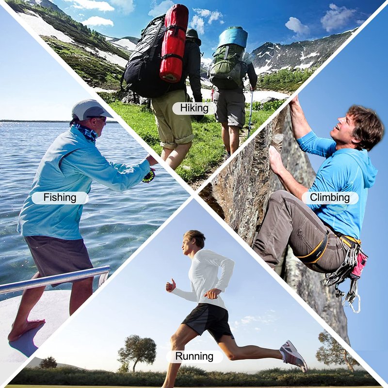 Roadbox Mens UPF 50+ Long Sleeve Sun Shirts, UV Protection Fishing Hoodie, Outdoor Lightweight Hiking Running Swim Rash Guard