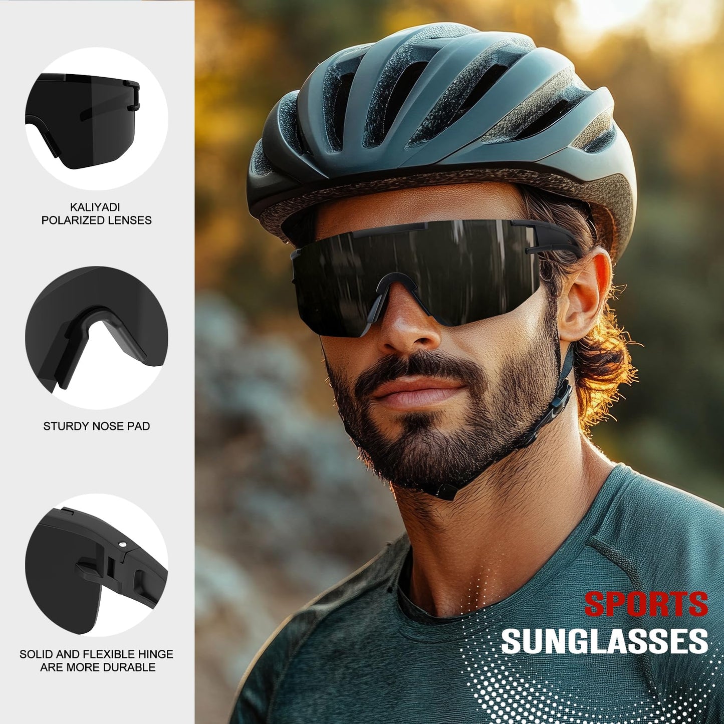 KALIYADI Sunglasses-Men-Women Polarized Sport Running-Sunglasses: Cycling Sun Glasses UV400 Driving Fishing 3packs
