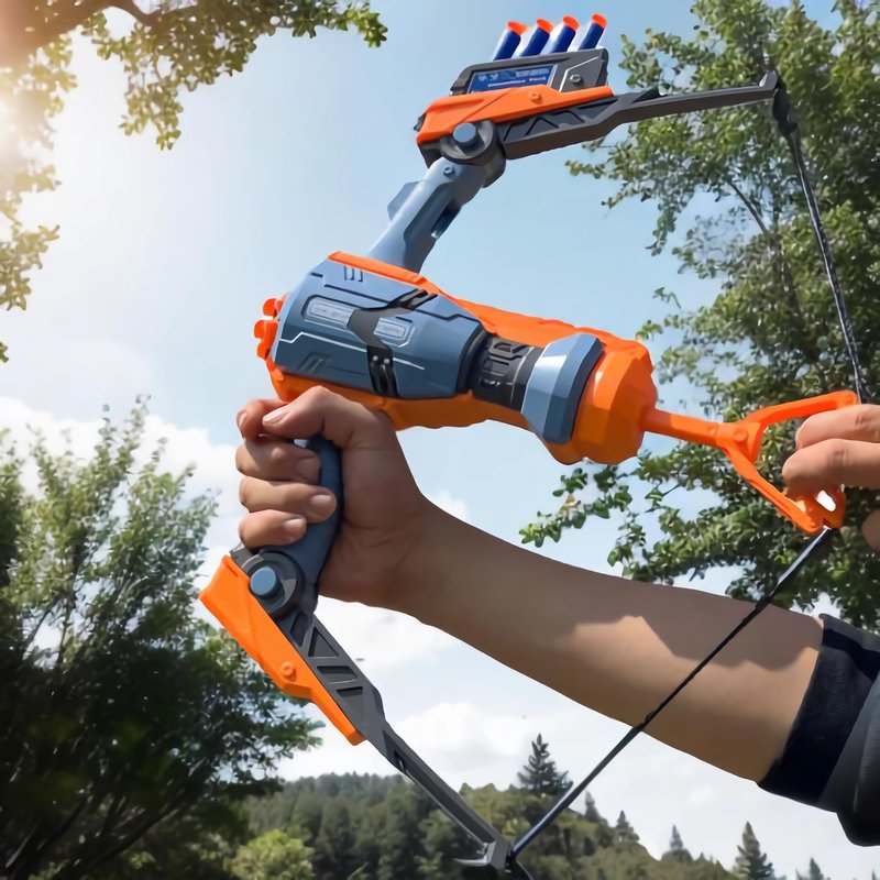 Toy Bow and Arrow for Nerf Gun Bullets, 6-Dart Rotating Drum, Easy to Use, Durable ABS Construction, Includes Bow, 40 Darts, Target Board, Goggle for 14+ Age