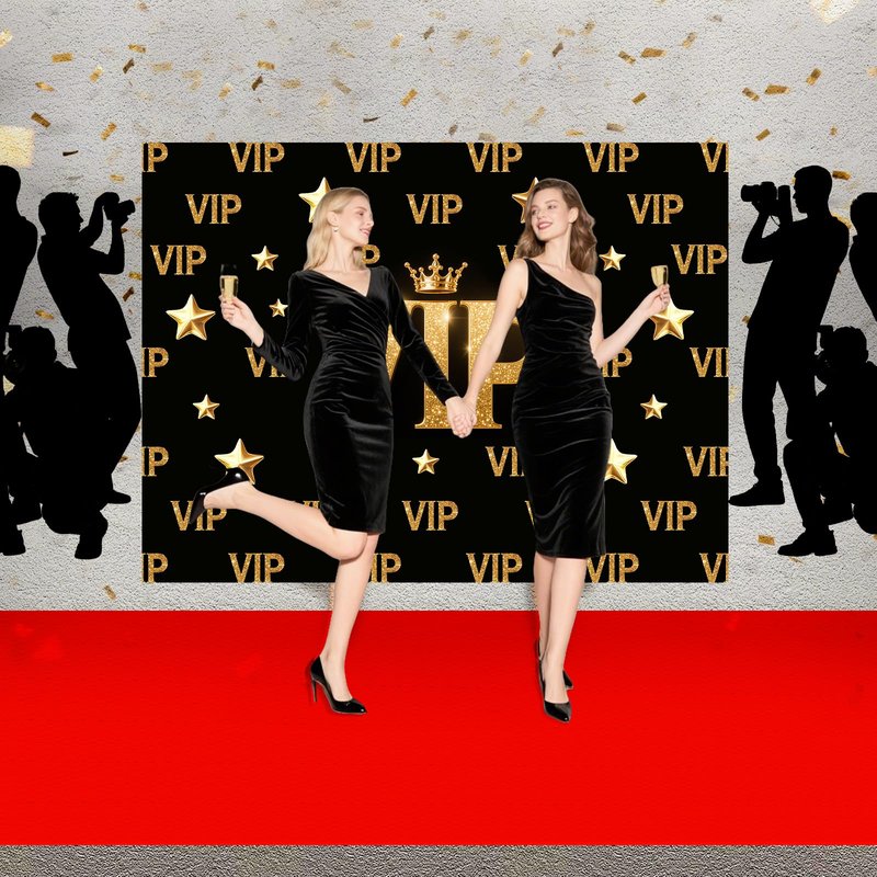 Paparazzi Backdrop Photo Props, Hollywood Theme Party Decorations, Decor for Red Carpet Party, Movie, Awards Night & Celebrity Parties (2-piece Set)